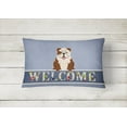 thumbnail image 2 of Carolines Treasures BB5702PW1216 English Bulldog Brindle White Welcome Canvas Fabric Decorative Pillow, 12H x16W,, 2 of 3