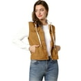 thumbnail image 3 of INSPIRE CHIC Women's Denim Jacket Button Down Long Sleeve Drawstring Hood Jean Jackets S Tan, 3 of 7