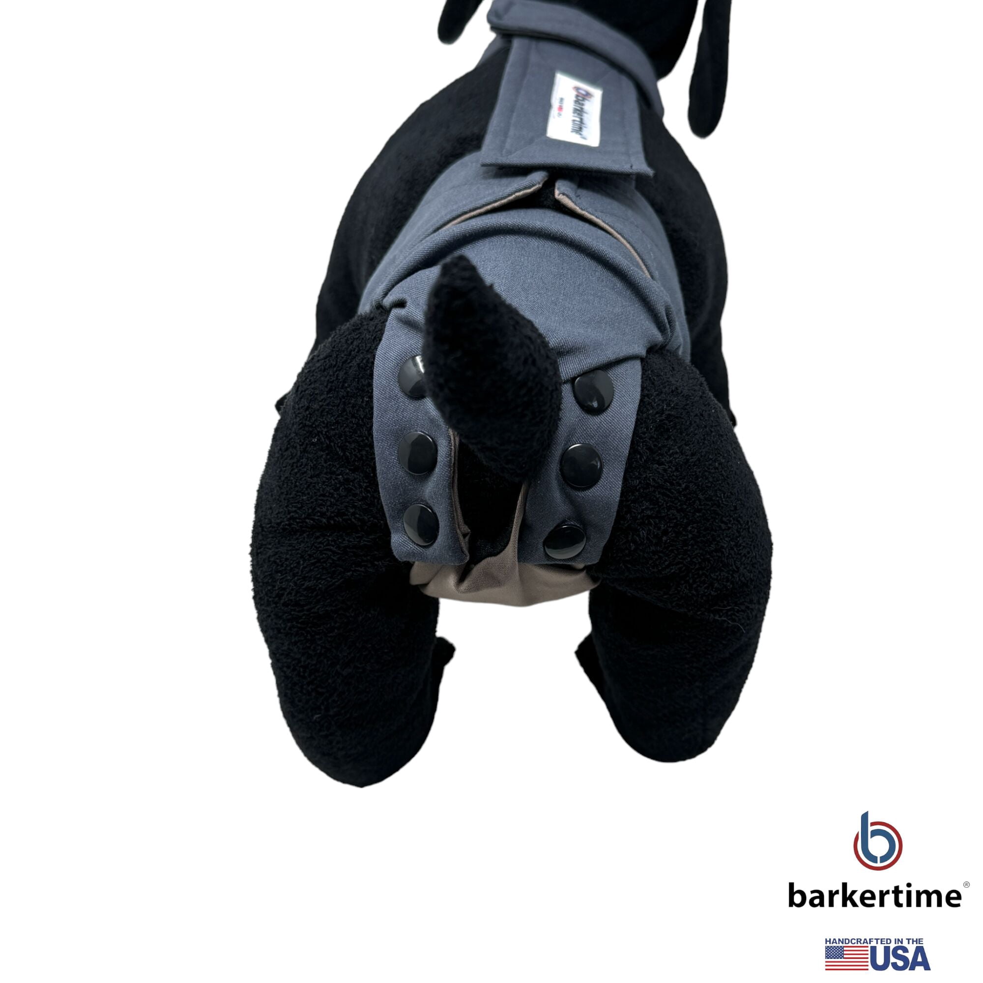 Barkertime Charcoal Gray Dog Diaper Snappy Overall