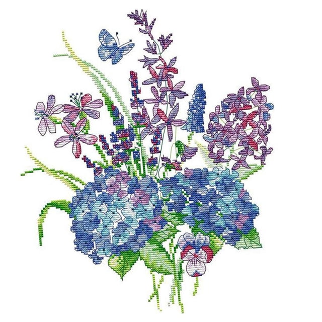 Paquet de Broderie Croisée Fleur Estampée et Comptée DIY Point d'Aiguille 14CT