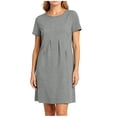 thumbnail image 6 of Byworldtasic Women's 2026 T Shirt Dress Summer Casual Flowy Short Sleeve Ruched Waistline Round Neck Going Out Dress, 6 of 7