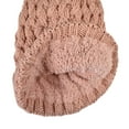 thumbnail image 4 of C.C Thick Cable Knit Faux Fuzzy Fur Pom Fleece Lined Skull Cap Cuff Beanie, Lattice Indi Pink, 4 of 4