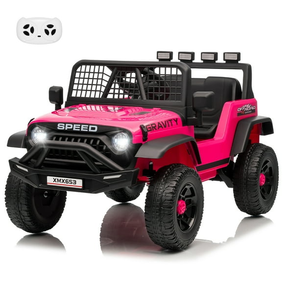 Ride on Car, 12V Battery Powered Vehicle Toy, Remote Control, 3 Speeds, 5MPH Max Speed, Lights, Horn, Music, Truck, Best Gift for Kids