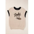 thumbnail image 5 of Women's Light French Beige Howdy Cowboy Hat Embroidered Short Sleeve Sweater | [ZhiHiMeRi] | (US 12-14)L, 5 of 5