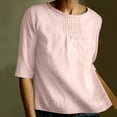 thumbnail image 3 of STETMN Elbow Sleeve T-Shirt for Women Casual Fall Crew Neck Tops Loose Solid Going Out Shirt, 3 of 6
