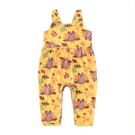 

Aompmsdx Toddler Girls Thanksgiving Day Sleeveless Cartoon Prints Romper Jumpsuit Clothesbaby Accessories