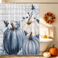 thumbnail image 5 of Navy Blue Pumpkin Fall Shower Curtains for Bathroom, Thanksgiving Botanical Wooden Waterproof Fabric Shower Curtain, Decorative Bathroom Curtain for Bathtub, 72"x72", No Hooks Included, 5 of 9