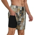 thumbnail image 2 of Kdxio Cartoon Bear Print Men's Swim Trunks with Compression Liner 7 Inch Inseam Quick Dry Swim Shorts, 2 of 7