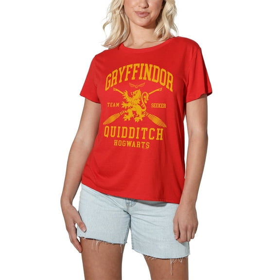 Harry Potter Gryffindor Quidditch Arch Women's Loose T-Shirt, Red, Medium
