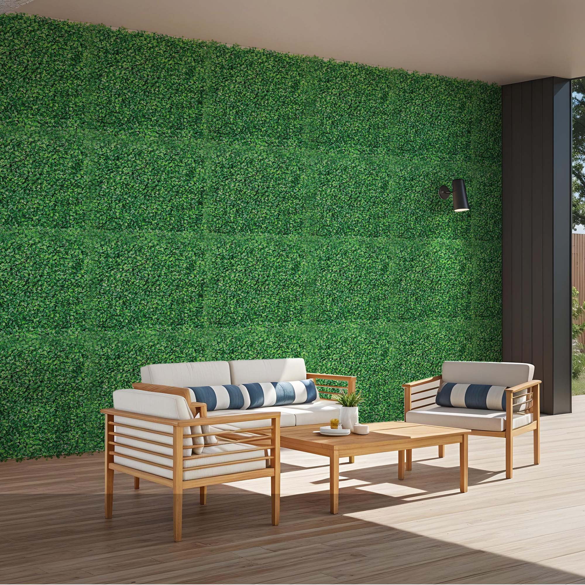 Uforic 24 Pcs 20"x20" Artificial Grass Wall Panels UV-Resistant Indoor/Outdoor Privacy Hedge Green