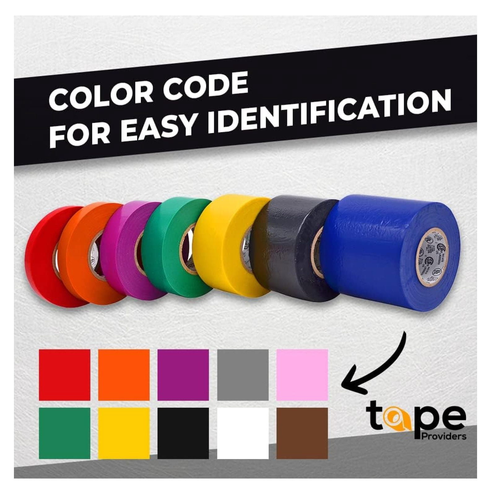 WOD ETC766 Professional Grade General Purpose Gray Electrical Tape UL/CSA Listed . Vinyl Rubber Adhesive Electrical Tape: 1.5 inch X 66 ft - Use at No More Than 600V & 176F (Pack of 10)