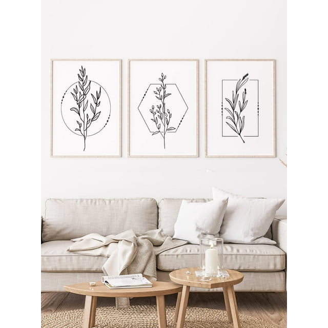 3pcs Floral Pattern Unframed Painting, Abstract Wall Art Prints For Home Decor