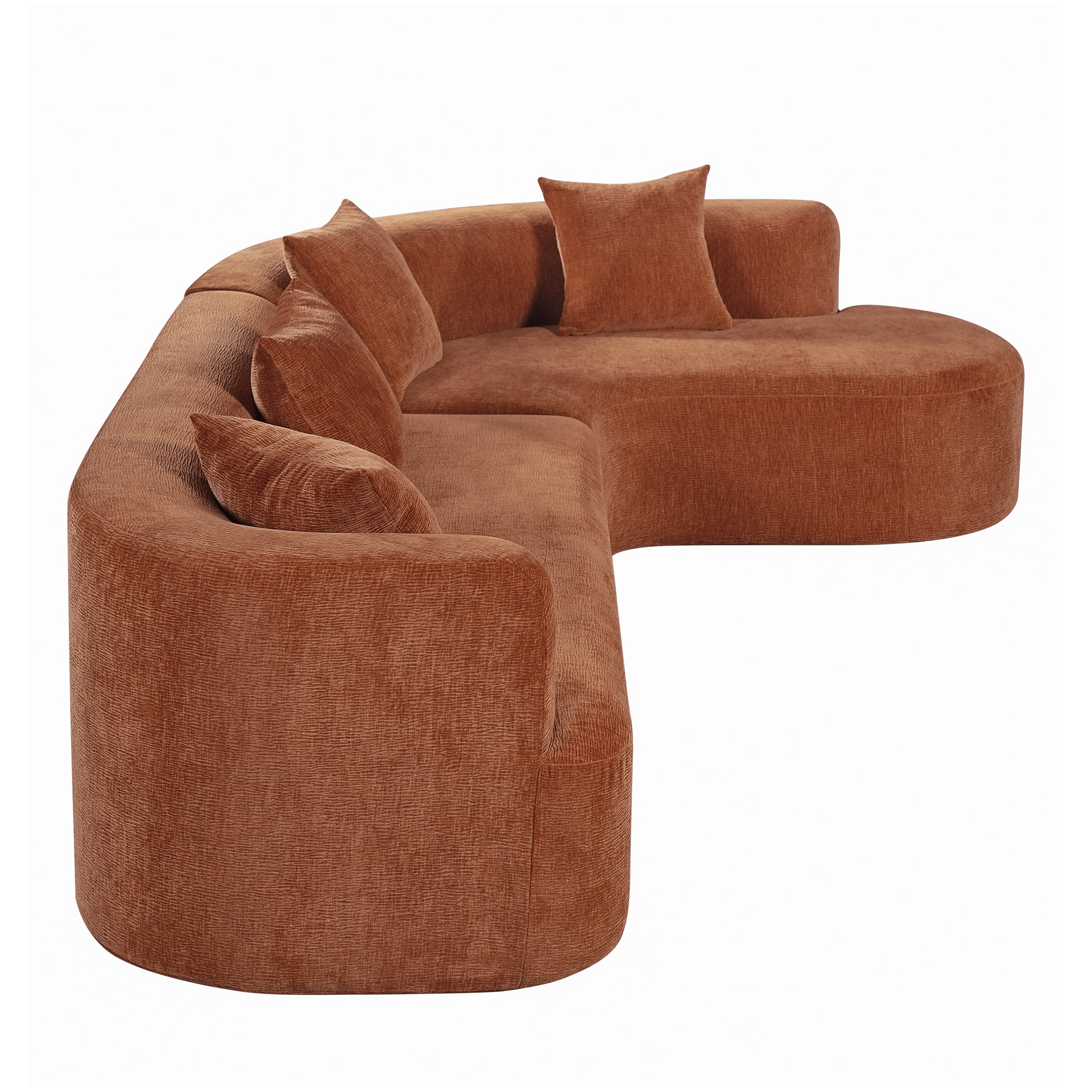 GARITIN Curved Cloud Couch 116.5 Inch, Oversized L Shaped Chenille Sectional Sofa with High Resilience Foam for Living Room, Orange