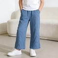 thumbnail image 4 of Mwjwdo Big Kids Girls Premium Tencel Denim Pants, Soft Lyocell Wide Leg Flare Jeans, Lightweight Casual Long Pants for Summer Dark Blue 11 Years, 4 of 8