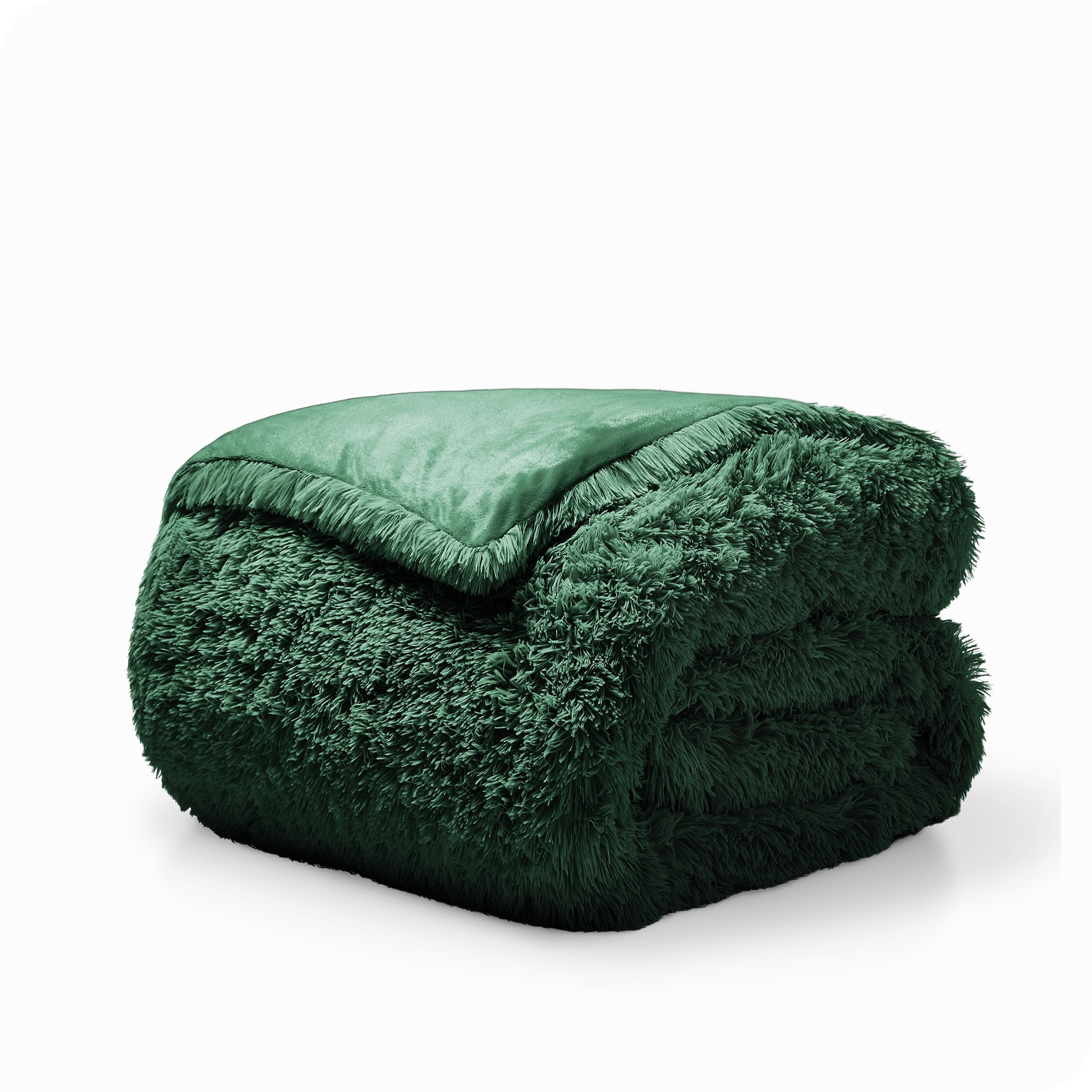 Bare Home Shaggy Faux Fur Duvet Cover - Ultra Soft - Fluffy Crystal Velvet - Twin/Twin XL, Forest Green