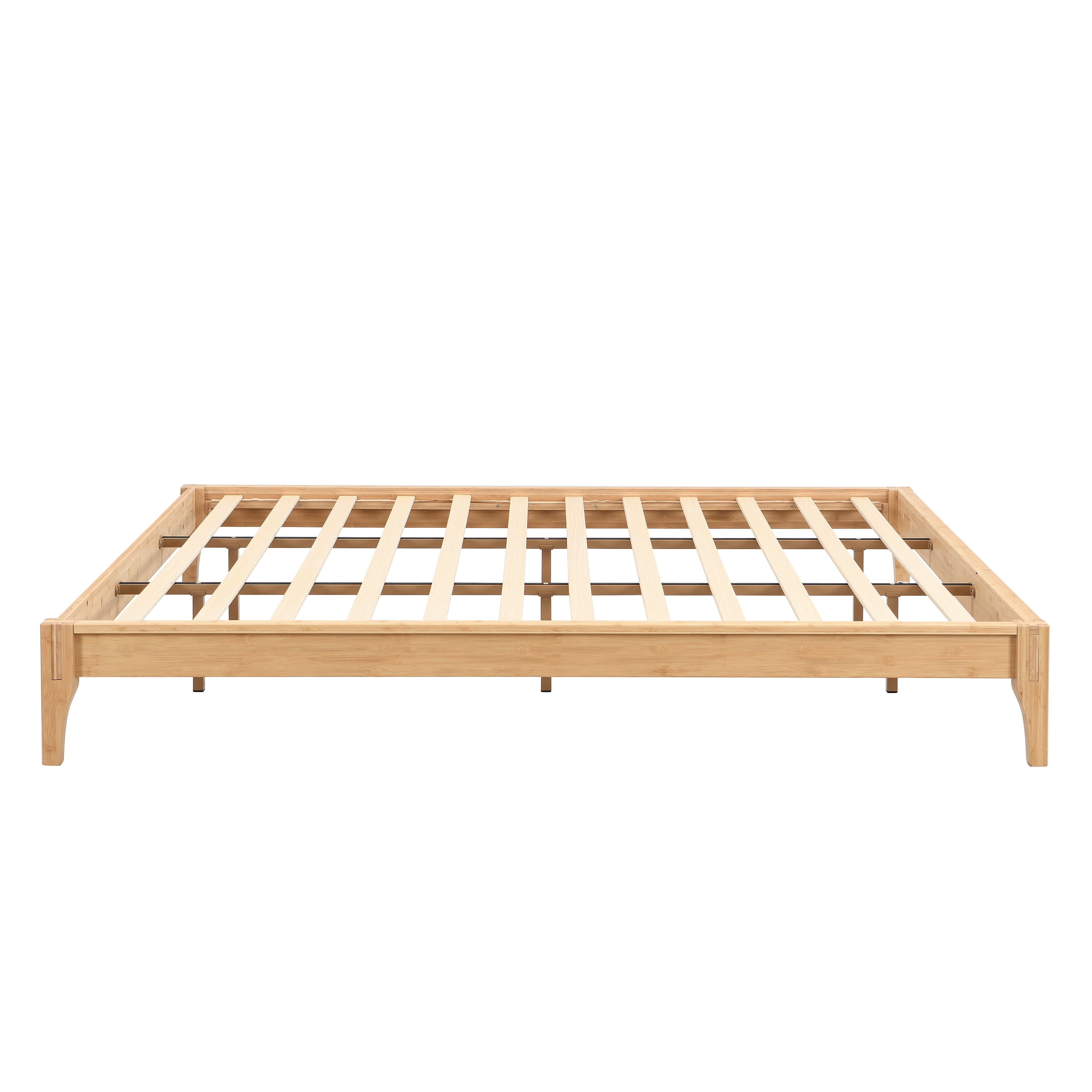 Euroco Dry Bamboo Wood Platform Bed Frame, 12 inch Height King Size Bed, Natural