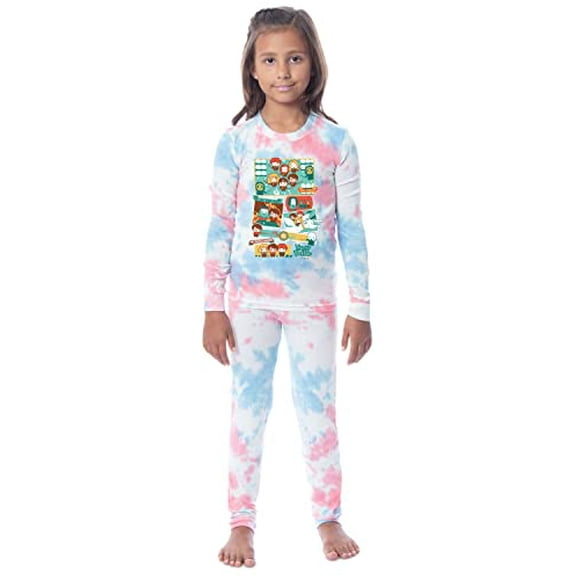 Harry Potter Kids' Chibi Character Wizarding World Boys Girls Long Sleeve Shirt and Pants 2 Piece Tight Fit Youth Pajama Set (Child, 10)