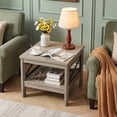 thumbnail image 4 of Costway 1 PCS 2-Tier End Table with Storage Shelf & X-Frame, 24” Farmhouse Nightstand for Bedroom Rustic Oak, 4 of 10