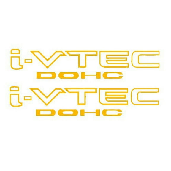 2x Yellow i-VTEC DOHC Vinyl Decal Stickers Emblem Honda Acura ivtec