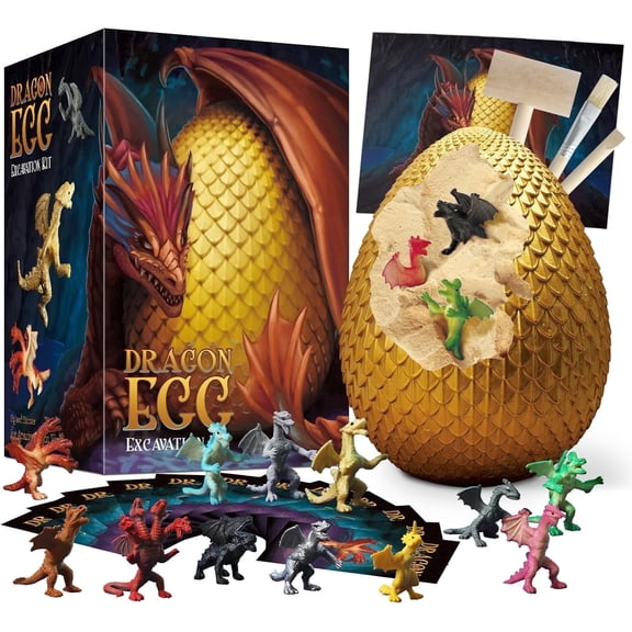 Piano Potato Jumbo Dragon Egg Dig Kit, dig up 12 Unique Dragons STEM Archaeology Toy, Easter Educational Gift for Boys & Girls Ages 6