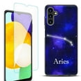 thumbnail image 1 of Slim-Fit Protective Fashion Phone Case (Black) for Samsung Galaxy A13 5G, with Tempered Glass Screen Protector, by OneToughShield ® - Zodiac / Aries, 1 of 3