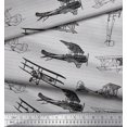 thumbnail image 3 of Soimoi Modal Satin Fabric Stripe & Airplane Transport Decor Fabric Printed Yard 42 Inch Wide, 3 of 3