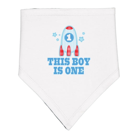 Inktastic 1st Birthday Boy Rocket Ship Baby Bandana Bib