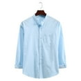 thumbnail image 1 of Camisa informal de manga larga con solapa a rayas para hombre - Algodón/lino, resistente a las arrugas, XL-5XL - Diario/trabajo/viajes, 1 of 6