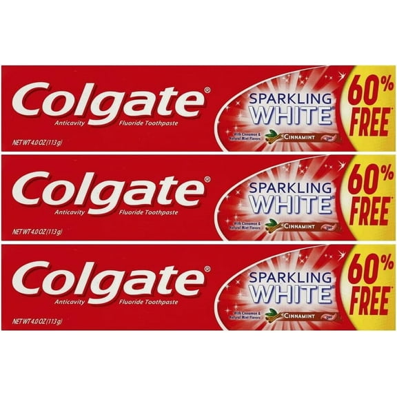 (Pack of 3) Colgate Sparkling White Cinnamint Gel Toothpaste 4 Oz