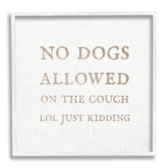 Stupell Industries No Dogs Allowed Pet Humor Graphic Art White Framed Art Print Wall Art, Design by Daphne Polselli