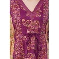 thumbnail image 3 of Divine threads Elphant Design Women Kimono Cover Up V Neck Batwing Sleeve Plus Size Beach Kaftan Dresses (Purple, Plus), 3 of 6