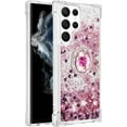 thumbnail image 3 of Phone Case for Samsung Galaxy S23 Ultra, Shockproof Clear Quicksand Glitter Flowing Liquid with Bling Diamond Ring Stand,Cute Women Girls Case for Galaxy S23 Ultra 6.8'' LS - Rose Gold, 3 of 7
