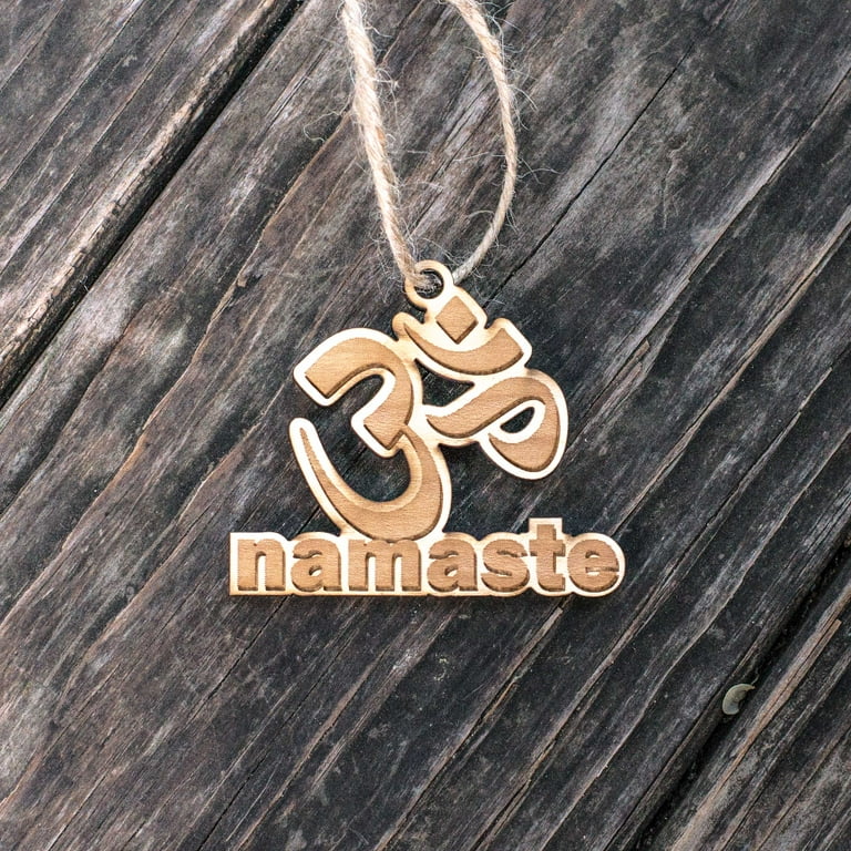 Ornament - Namaste - Raw Wood 3x3in Ornament - Namaste - Raw Wood 3x3in