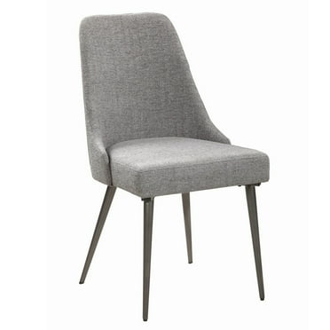 Textured Fabric Upholstered Metal Frame Dining Chair Set of 2 Gray - Saltoro Sherpi