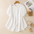 thumbnail image 2 of Vinsonshop Linen Shirts for Women Short Sleeve Shirts Tunics for Women Boho Peasant Summer Boho Women Short Sleeve Tunic Blouse Gauze Shirts Going Out Outfits for Women (L-3XL), 2 of 3