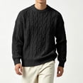 thumbnail image 6 of Leidass Mens Cable Knit Crewneck Sweater Long Sleeve Pullover Ribbed Cuffs Hem Regular Fit Fall Winter Casual Knitwear Black L, 6 of 7