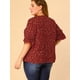 thumbnail image 5 of BluCon Volantes Cuello En V Mangas Fruncidas TalGrande PaMujer Rojo Blanco 1X, 5 of 6