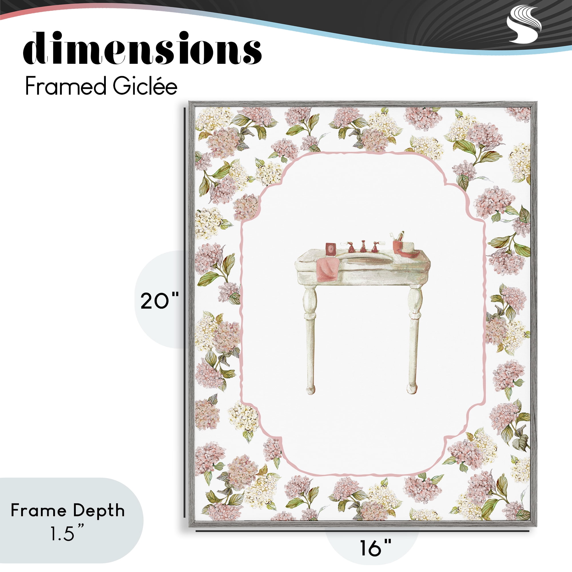 Stupell Industries Elegant Hydrangeas Vanity Gray Framed Giclee Art, design by Carol Robinson