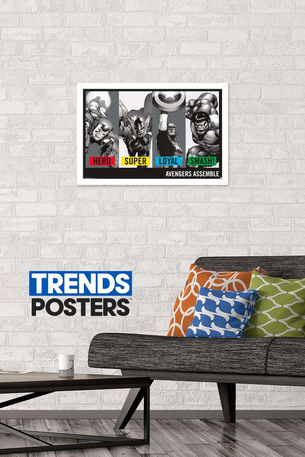 Marvel Comics - Avengers - Traits - Hero - Super - Loyal - Smash! Wall Poster, 14.725" x 22.375", Framed
