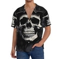 thumbnail image 3 of Fotbe Magician Hat Skull print Short Sleeve Button Down Shirts for Men Casual Summer Beach Wrinkle Free Shirt-X-Large, 3 of 7