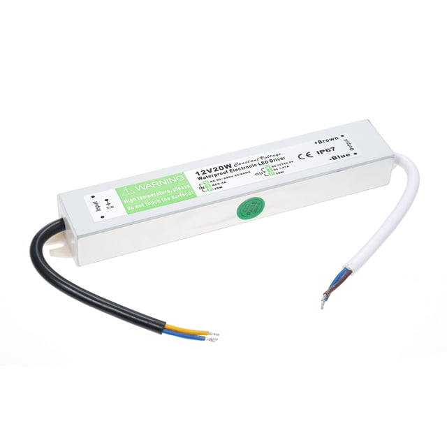 yeacher Alimentation Étanche IP67 pour Éclairage LED, Sortie 12V 20W avec Protection contre les Surcharges et les Courts-Circuits, Entrée AC90-250V