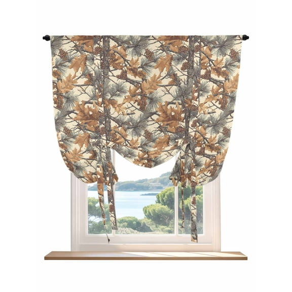 Maple Leaf Tie Up Curtains for Windows 45 Inch Length Balloon Curtains Kitchen Adjustable Balloon Window Shade Fall Leaves Farmhouse Tree Tie Up Valance Bathroom Curtain Window 42"x45"