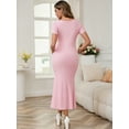 thumbnail image 4 of DARING DIVA Women's Bodycon Fitted Stretchy Ribbed Midi Maternity Dress XXL Pink, 4 of 7