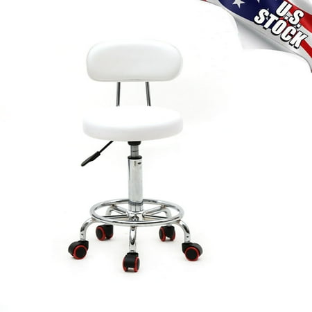 

Best Salontool Adjustable Spa Stool PU Leather Cushioned Salon Seat Rolling Swivel Office Chair Massage Barber Stool on Wheels for Drafting Tattoo Beauty Facial Spa (w/ backrest）