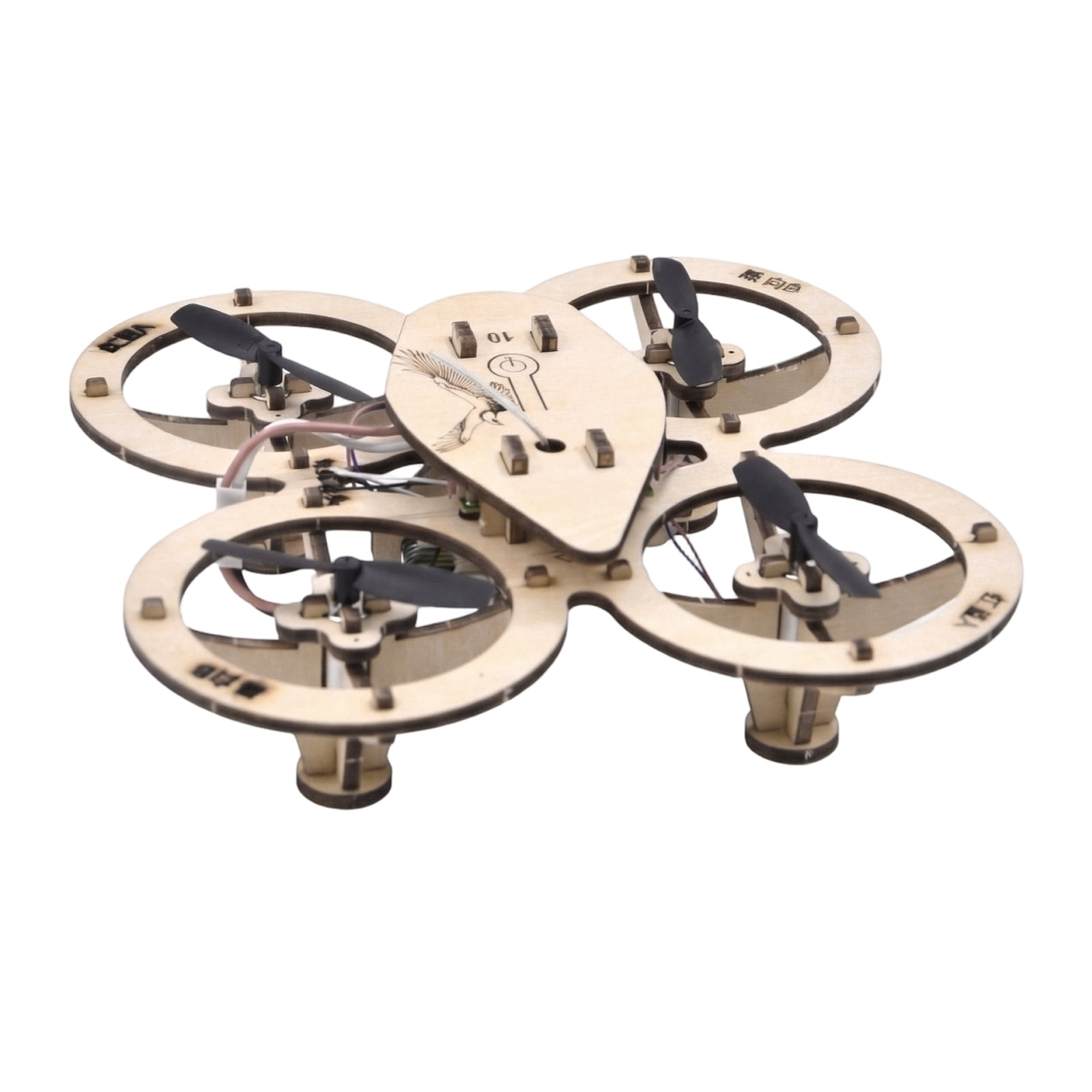 DIY Wooden RC Drone Model Kit, Assembled Building Blocks Quadcopter, Remote Control Flying Aircraft, Beginner Friendly Mini Drone
