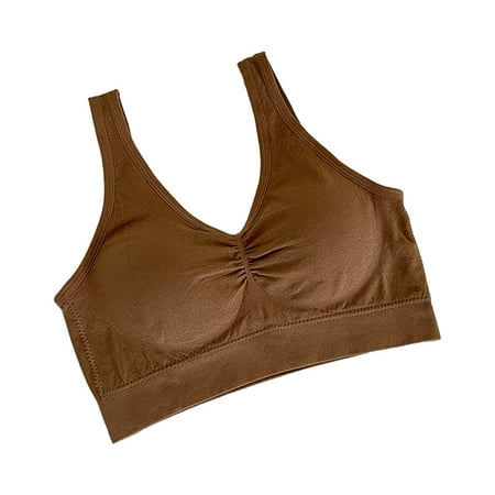 WCJM Women s Nylon Spandex Coffee nylon underwear Women s Large Size Casual Simple Latex Fixed Cup Bra Soft And Skin Friendly Comfortable To The Body.
