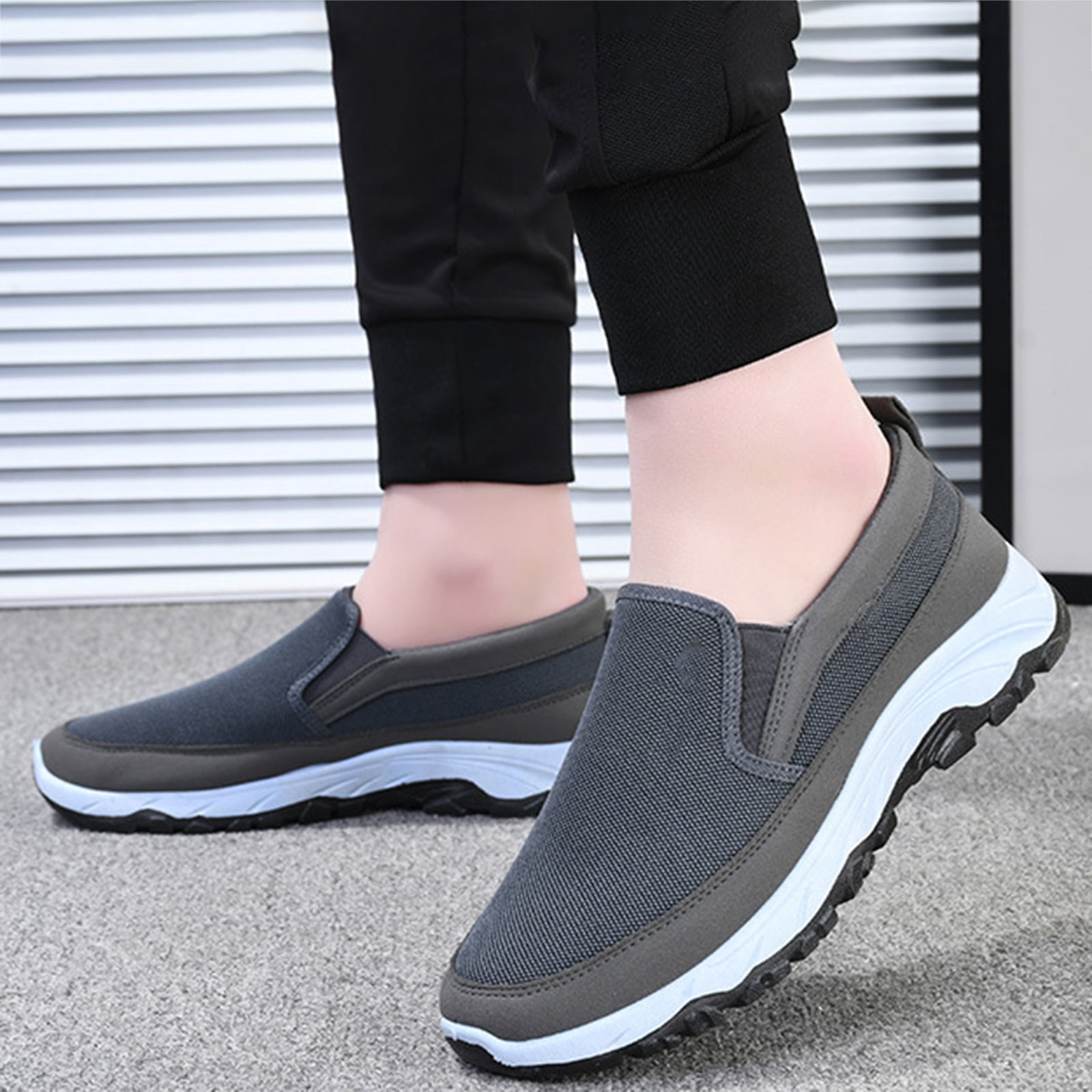 Mepaouo Men's Slip on Hiking Shoes Outdoor Athletic Walking Sneakers Arch Support Orthopedic Moccasins