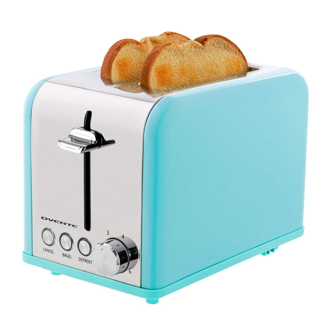 OVENTE Grille-Pain 2 Tranches, Fente Extra Grand avec 6 Réglages de Toast, Corps en Acier Inoxydable et Plateau Ramasse-Miettes Amovible, Grille-Pain Compact de Comptoir pour Pain, Muffin, Croissant, Sac