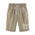 thumbnail image 2 of LOVZFMLL Women's Elastic Waist Blowball Printing Drawstring Shorts Khaki XL, 2 of 4