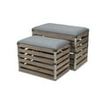 thumbnail image 2 of Contemporary Home Living Set of 2 Brown and Gray Handmade Rectangular Storage Bench, 2 of 8